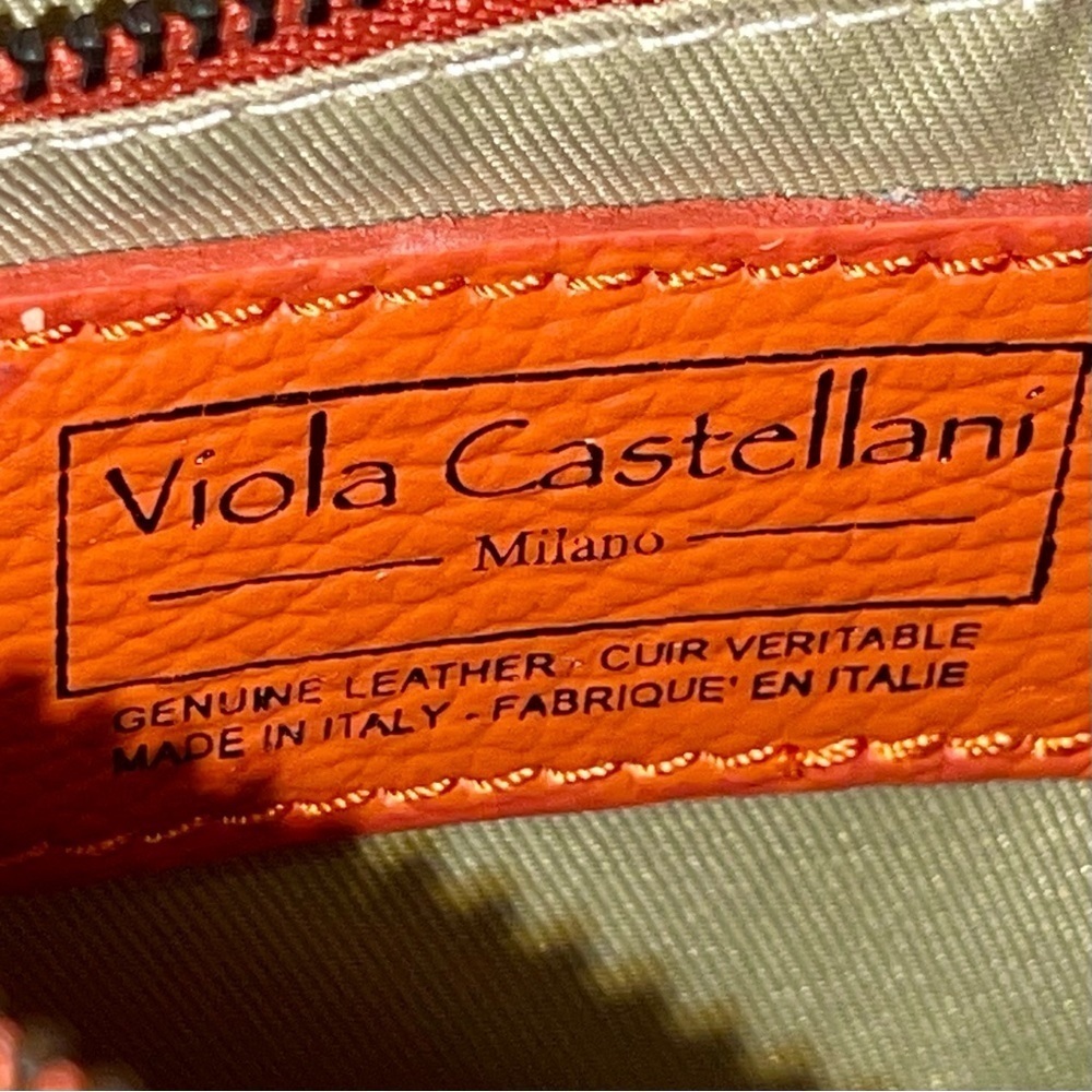 Viola Castellani Orange Leather Crossbody Bag - Picture 7 of 11